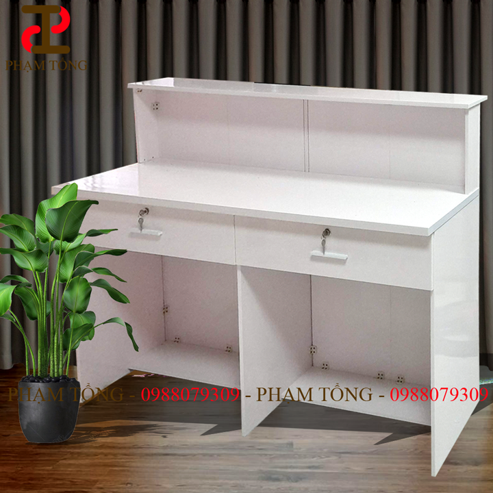 Quầy thu ngân trắng ngang 1m6 nhựa đài loan