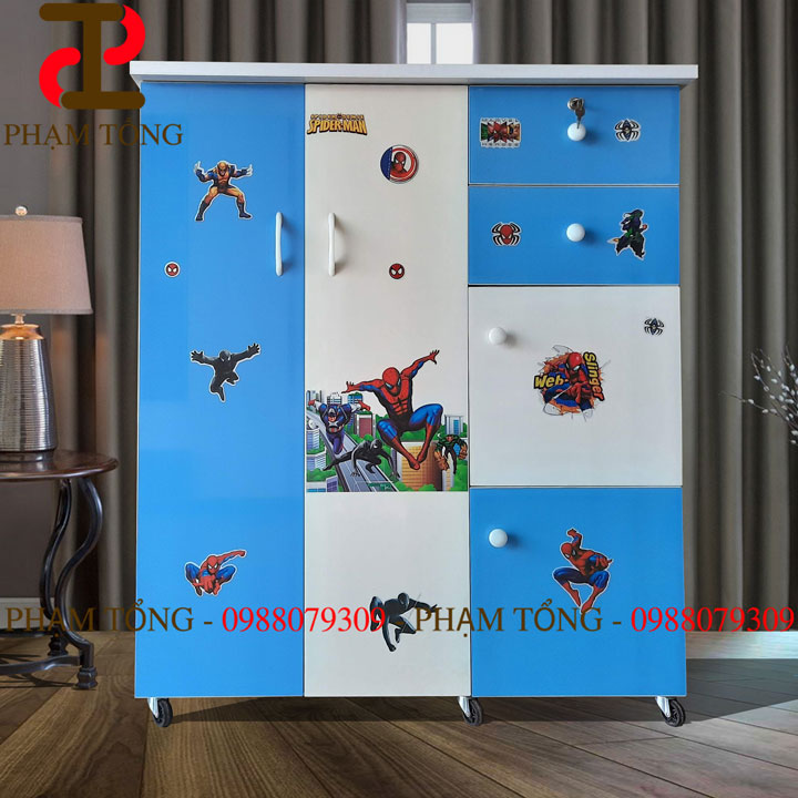 Tủ quần áo ngang 1m người nhện cho bé trai nhựa đài loan