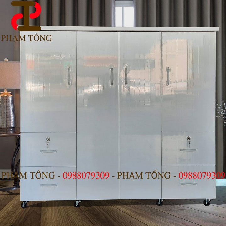 Tủ quần áo trẻ em nhựa đài loan full trắng mẫu theo yêu cầu