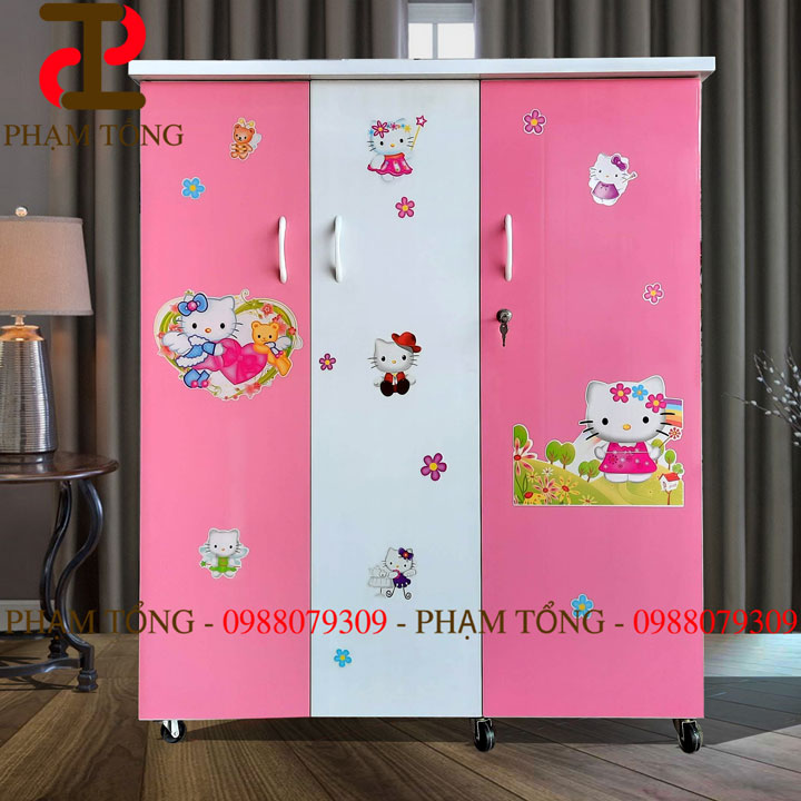 Tủ quần áo cho bé gái nhựa đài loan ngang 1m chống nước