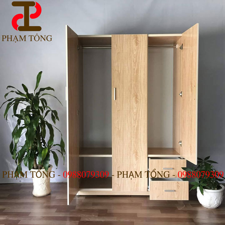 Tủ nhựa đài loan 3 cánh màu gỗ xoan