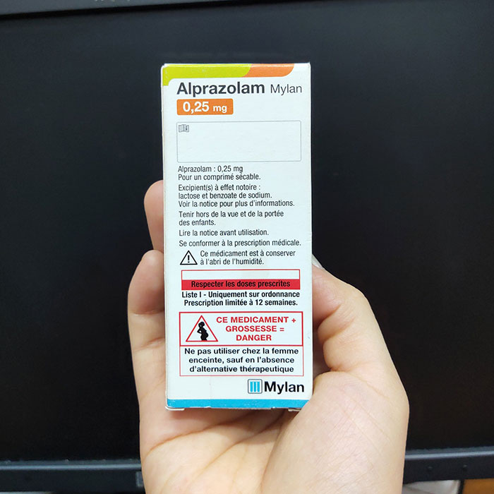 Thuốc an thần Alprazolam 0.25mg Mylan Hộp 30 viên