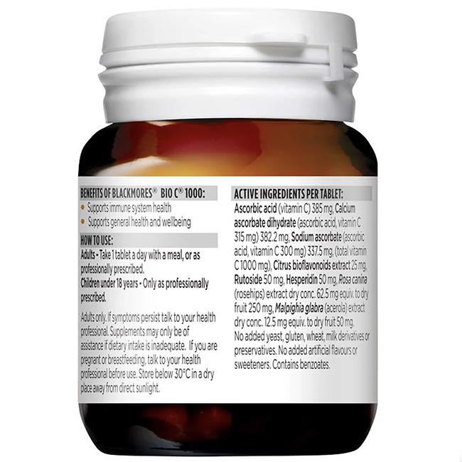 Viên uống bổ sung Vitamin C Blackmores Bio C 1000mg, hộp 31 viên