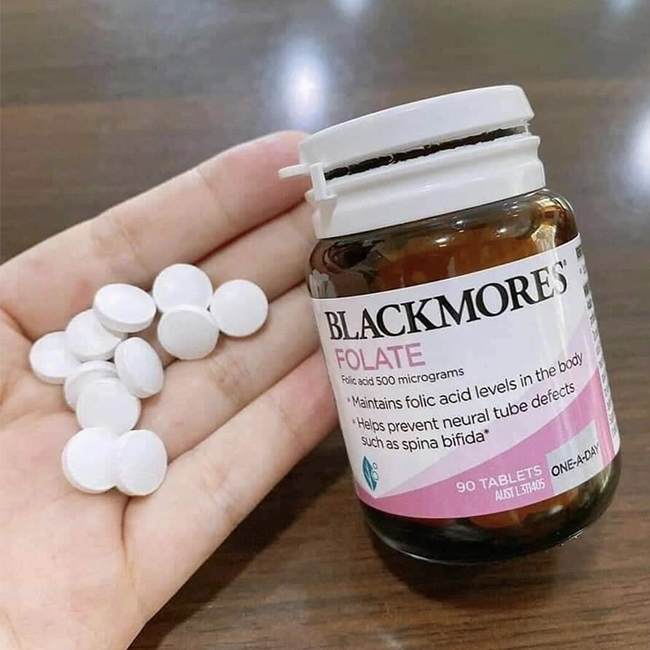 Viên uống cho bà bầu Blackmores Folate 500mcg, hộp 90 viên