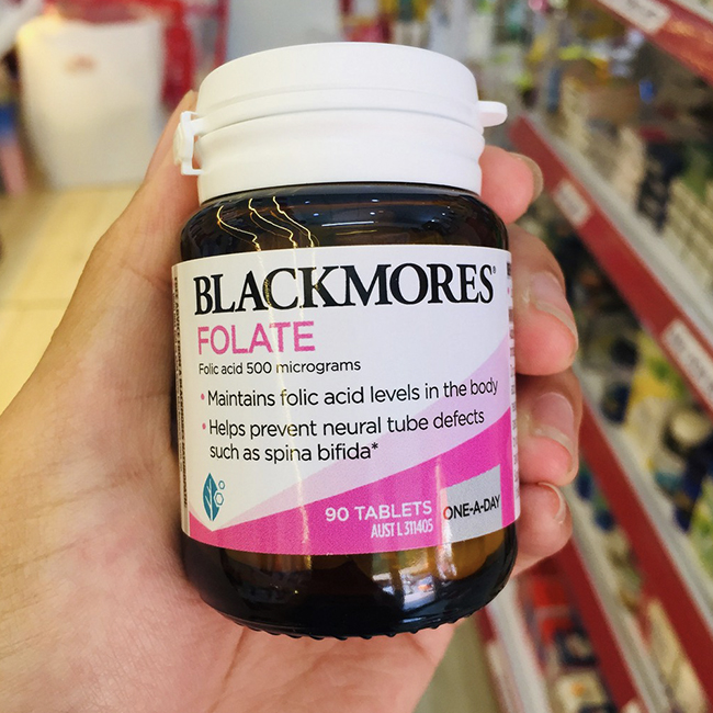 Viên uống cho bà bầu Blackmores Folate 500mcg, hộp 90 viên
