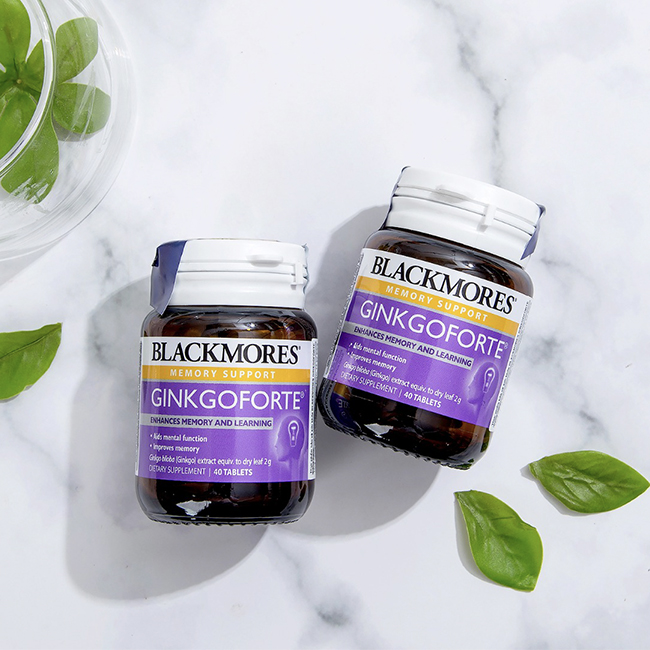 Viên uống bổ não tăng cường trí nhớ Blackmores Ginkgo Forte 2000mg, hộp 40 viên