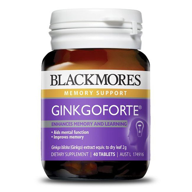 Viên uống bổ não tăng cường trí nhớ Blackmores Ginkgo Forte 2000mg, hộp 40 viên