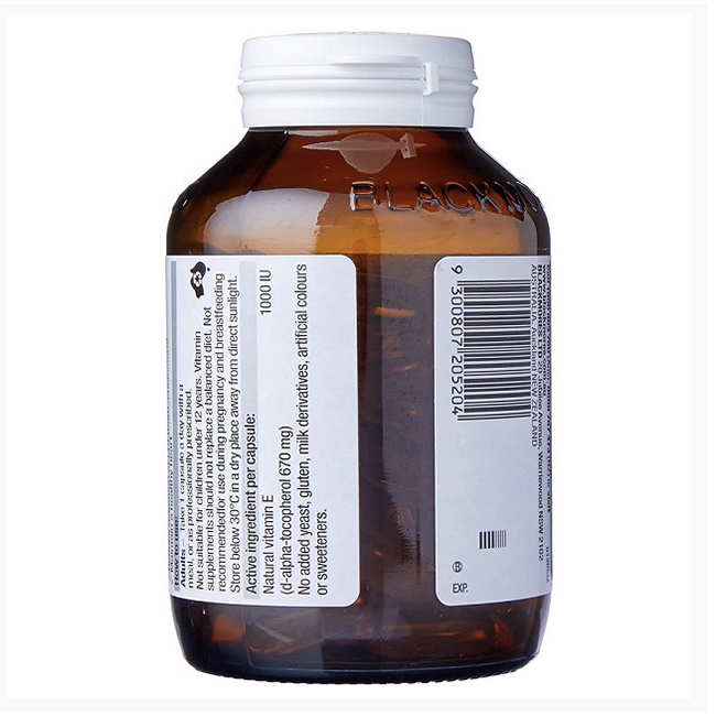Viên uống Blackmores Natural Vitamin E 1000IU, hộp 30 viên