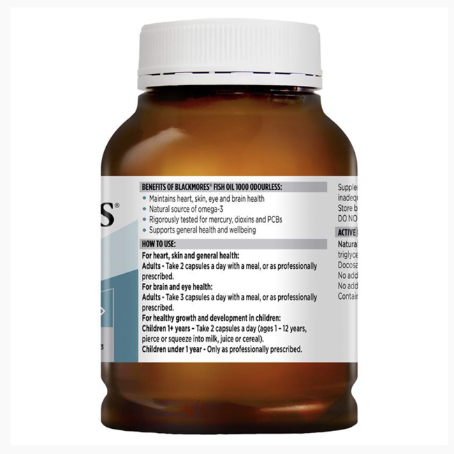 Viên uống dầu cá không mùi Blackmores Odourless Fish Oil 1000mg 400 viên