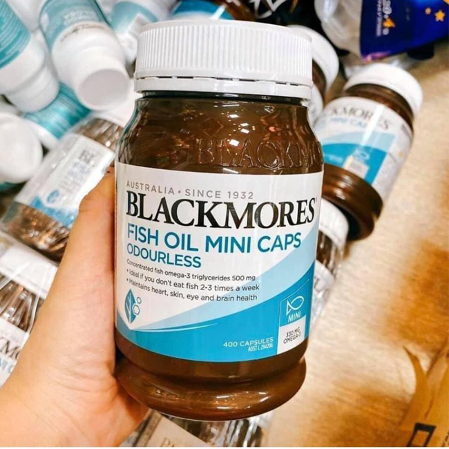 Viên uống dầu cá không mùi Blackmores Odourless Fish Oil Mini Caps, hộp 400 viên