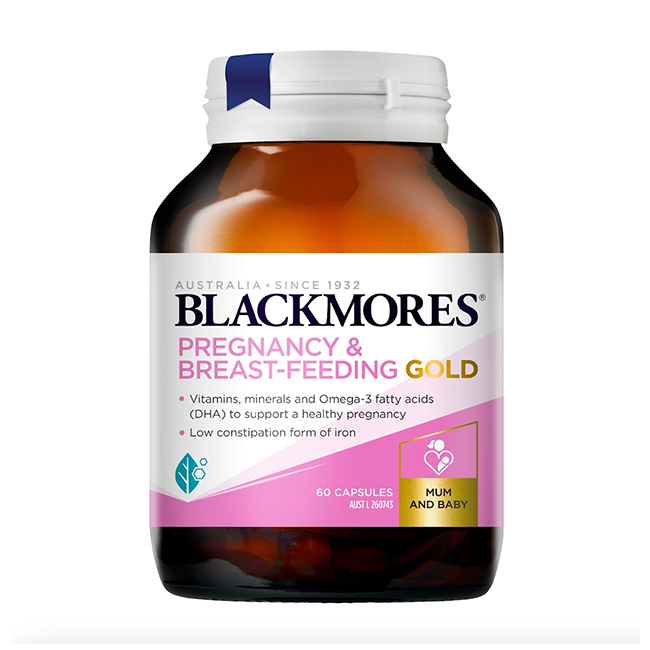 Viên uống bổ sung vitamin cho bà bầu Blackmores Pregnancy And Breastfeeding Gold, hộp 60 viên