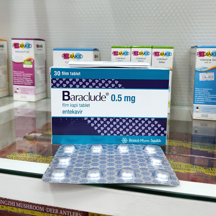 Thuốc Bristol Myers Baraclude 0,5mg, Hộp 30 viên