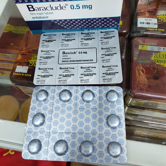 Thuốc Bristol Myers Baraclude 0,5mg, Hộp 30 viên