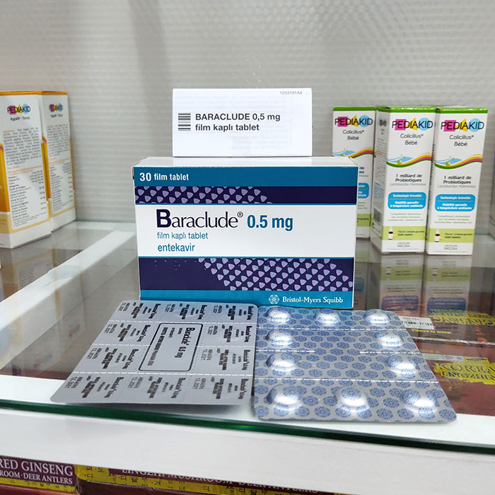 Thuốc Bristol Myers Baraclude 0,5mg, Hộp 30 viên