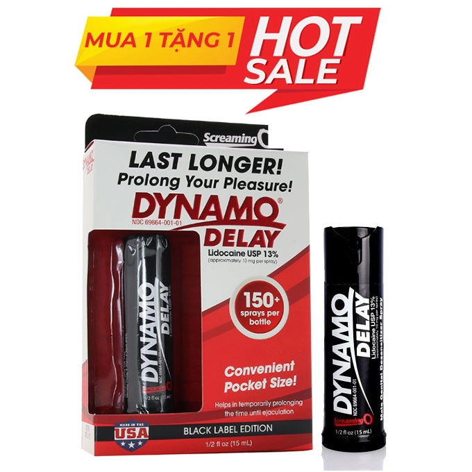 Chai xịt kéo dài thời gian quan hệ Dynamo Delay Black Label Edition, Chai 15 ml