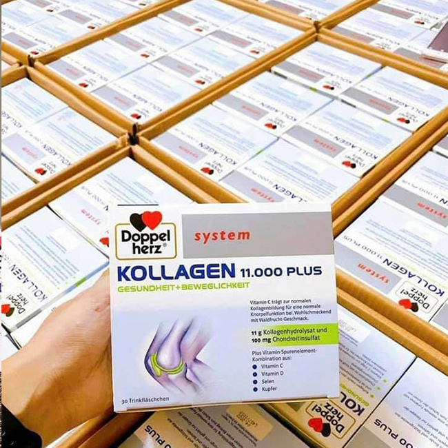 Collagen Thủy Phân Doppelherz Kollagen 11.000 Plus, hộp 30 ống x 25 ml