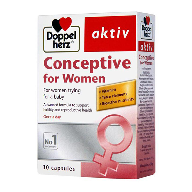Viên uống hỗ trợ sinh sản cho phụ nữ Doppelherz Conceptive for Women, hộp 30 viên