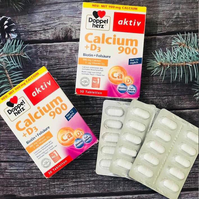 Viên uống Doppelherz Calcium + D3 900mg giúp cơ xương khoẻ mạnh, hộp 30 viên