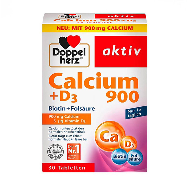Viên uống bảo vệ xương khớp Doppelherz Calcium + D3 9000mg, hộp 30 viên