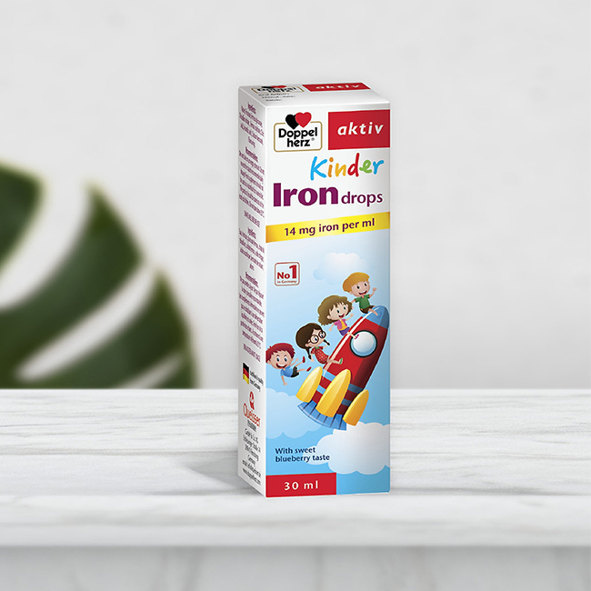 Siro bổ sung sắt ngừa thiếu máu cho trẻ Doppelherz Aktiv Kinder Iron Drops, chai 30ml