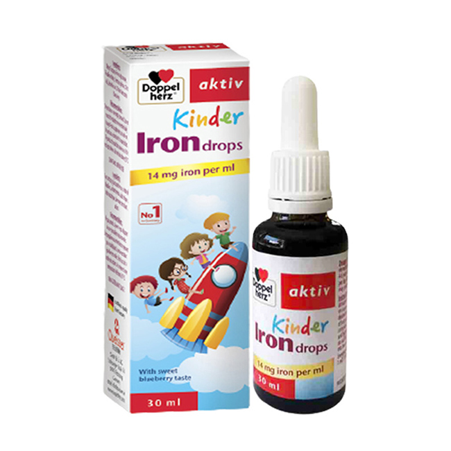 Siro bổ sung sắt ngừa thiếu máu cho trẻ Doppelherz Aktiv Kinder Iron Drops, chai 30ml