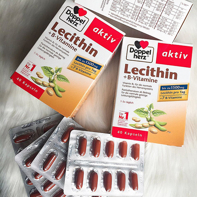 Mầm Đậu Nành Doppelherz Lecithin 1500mg + Vitamin B, hộp 40 Viên