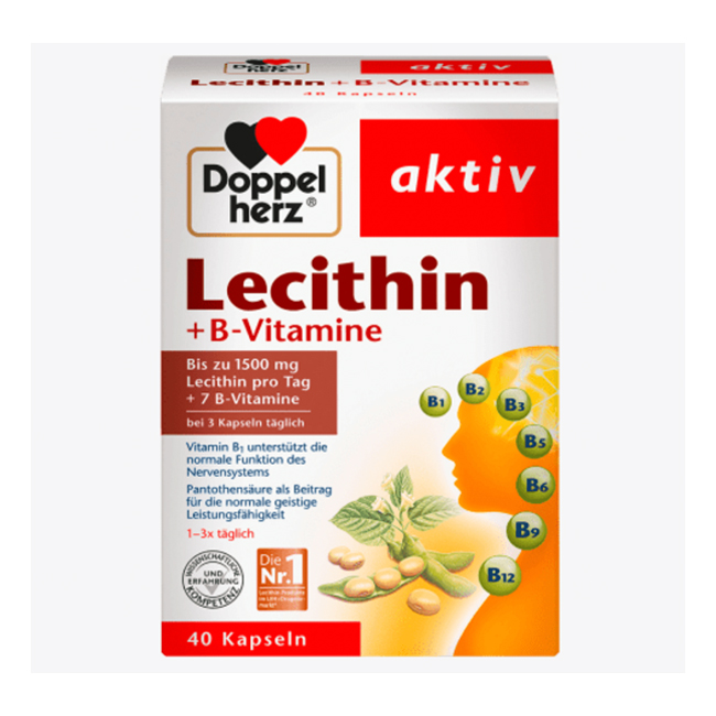 Mầm Đậu Nành Doppelherz Lecithin 1500mg + Vitamin B, hộp 40 Viên