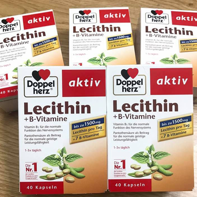 Viên uống mầm đậu nành Doppelherz Lecithin 1500mg + Vitamin B, hộp 40 viên