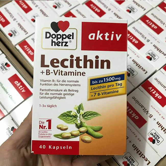 Viên uống mầm đậu nành Doppelherz Lecithin 1500mg + Vitamin B, hộp 40 viên