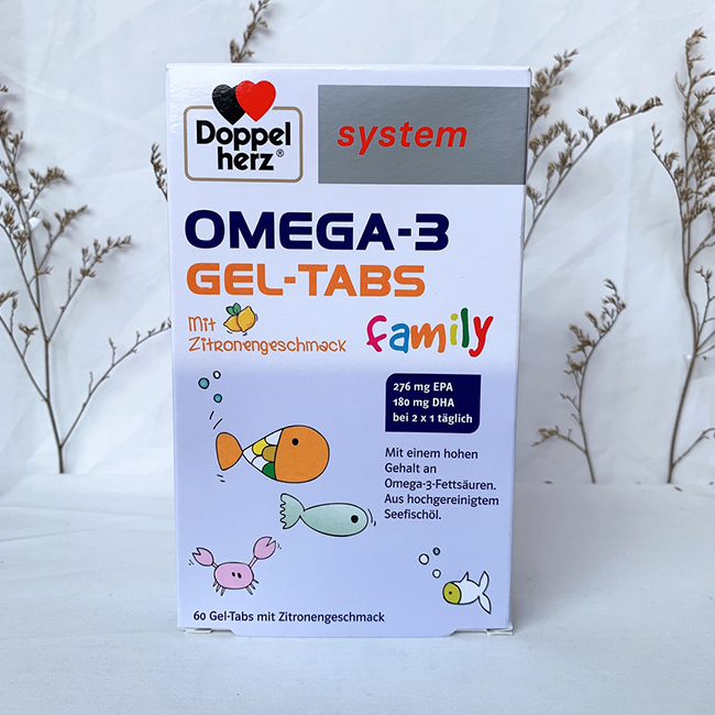 Viên nhai Doppelherz Omega 3 Family, hộp 60 viên