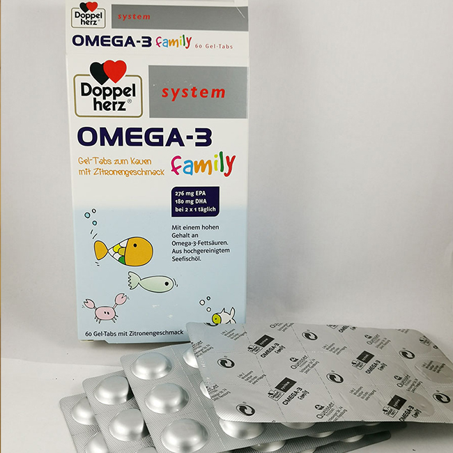 Viên nhai Doppelherz Omega 3 Family, hộp 60 viên