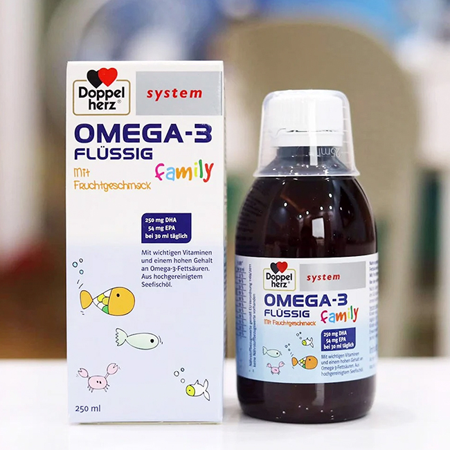 Siro bổ não Doppelherz Omega 3 Flussig Family, chai 250ml
