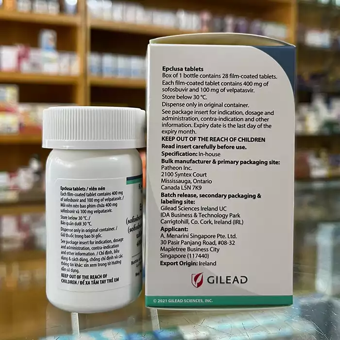 Thuốc điều trị 6 loại viêm gan C Epclusa Hộp 28 viên