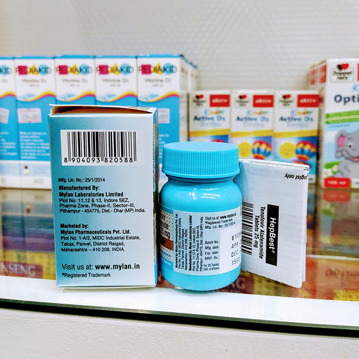 Thuốc điều trị viêm gan B Mylan Hepbest, Hộp 30 viên