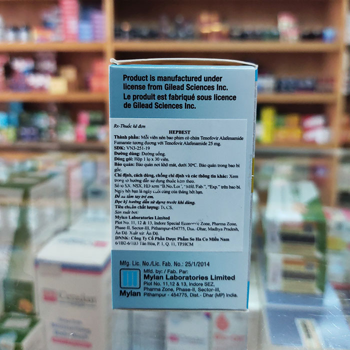Thuốc điều trị viêm gan B Mylan Hepbest, Hộp 30 viên (Công ty)