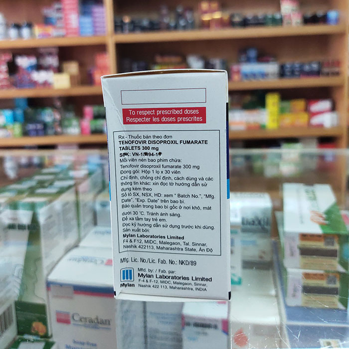Thuốc Mylan Tenofovir Disoproxil Fumarate 300mg (Ricovir 300mg) Chai 30 viên