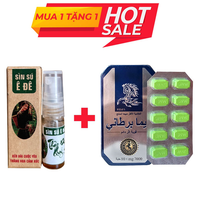 Combo Chai xịt Sìn sú Ê Đê 3ml và thuốc Cường dương Ngựa Thái 10 viên