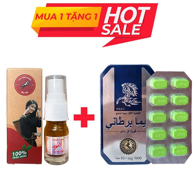 Combo Chai xịt Sìn sú Ê Đê 5ml và thuốc Cường dương Ngựa Thái 10 viên