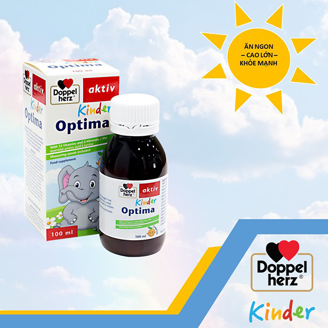 Siro Doppelherz Kinder Optima Vitamin cho trẻ biếng ăn, chai 100ml
