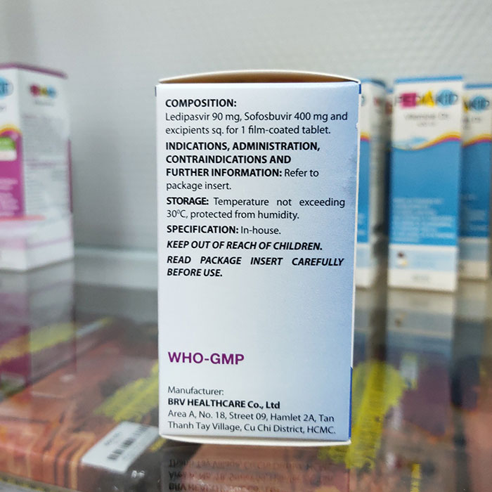 Thuốc trị viêm gan C BRV Sofuled 90mg/400mg, Hộp 28 viên