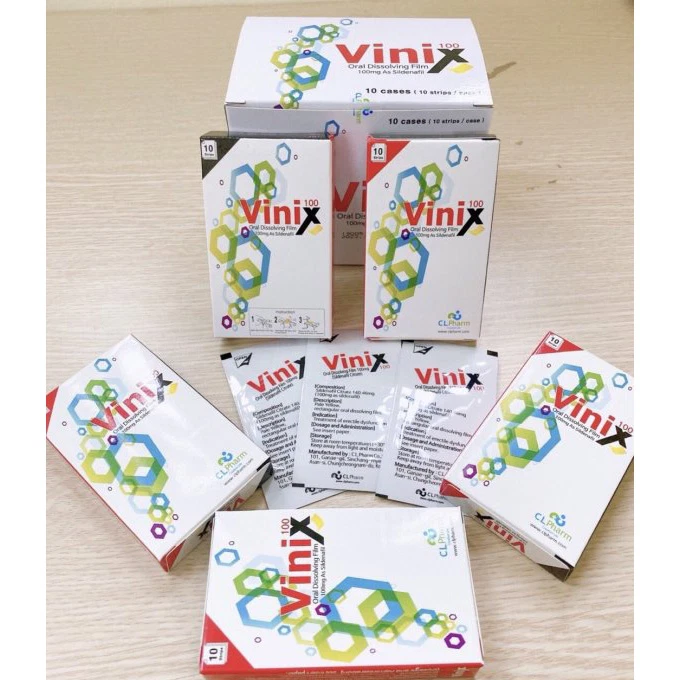 Tem Vinix 100mg cường dương kéo dài thời gian quan hệ, Hộp 10 tem
