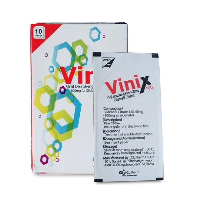 Tem Vinix 100mg cường dương kéo dài thời gian quan hệ, Hộp 10 tem