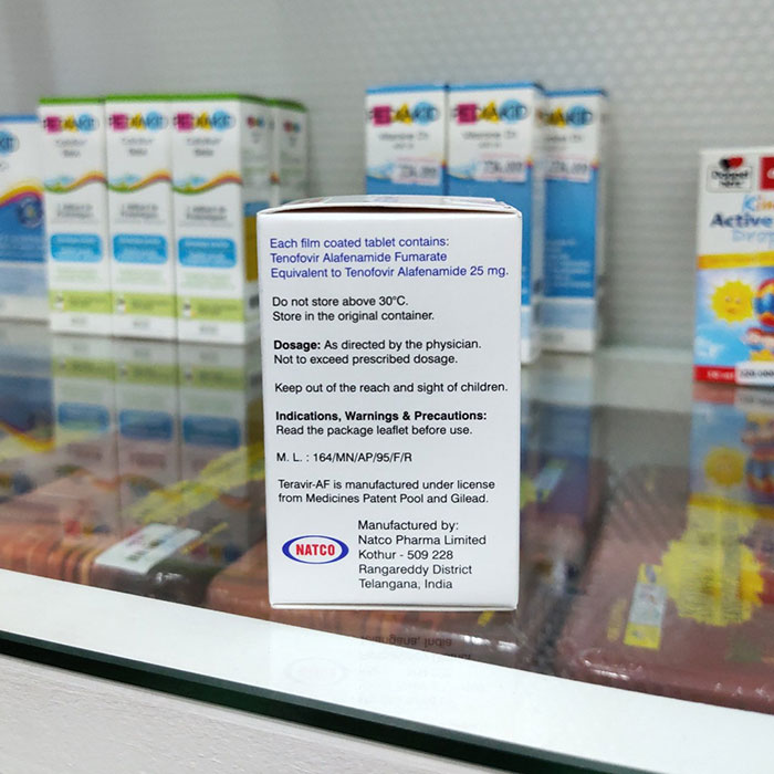 Thuốc trị viêm gan B Teravir AF 25mg, Hộp 30 viên