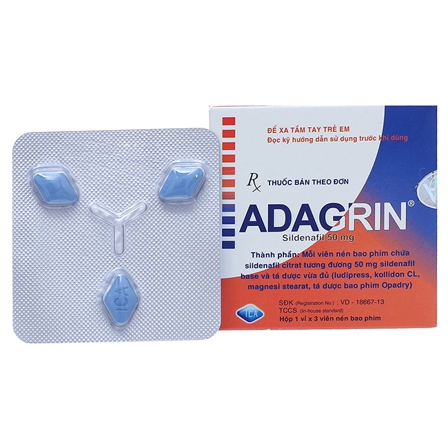 Thuốc cường dương Adagrin 50 mg, Hộp 3 viên