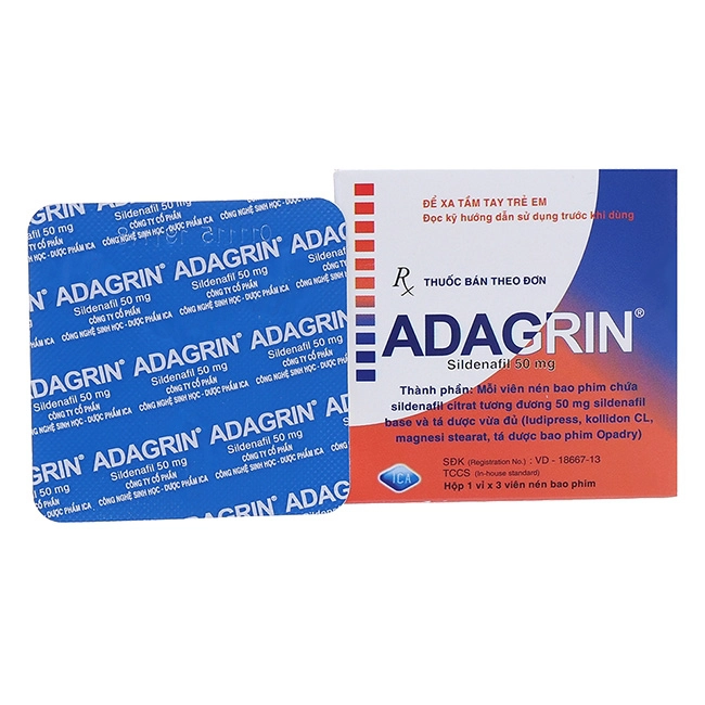 Thuốc cường dương Adagrin 50 mg, Hộp 3 viên