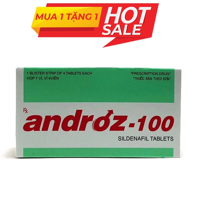 Thuốc cường dương Androz 100mg, Hộp 4 viên