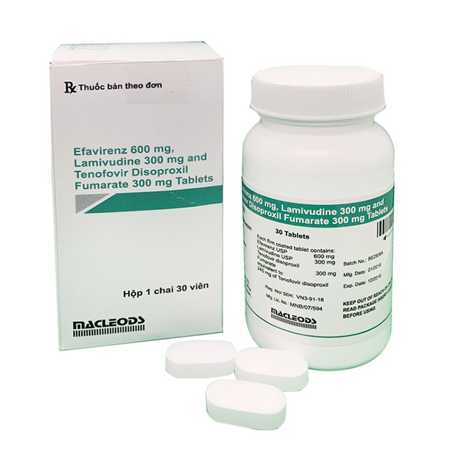 ARV Macleods Efavirenz 600mg, Lamivudine 300mg and Tenofovir 300mg (Thuốc TLE) 30 viên