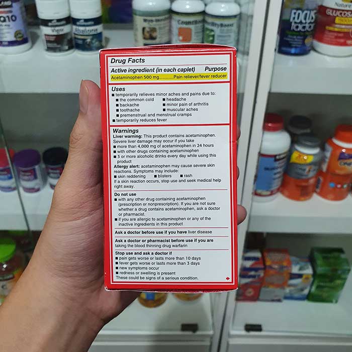 Thuốc giảm đau, hạ sốt Tylenol Extra Strength 500mg, Hộp 225 viên