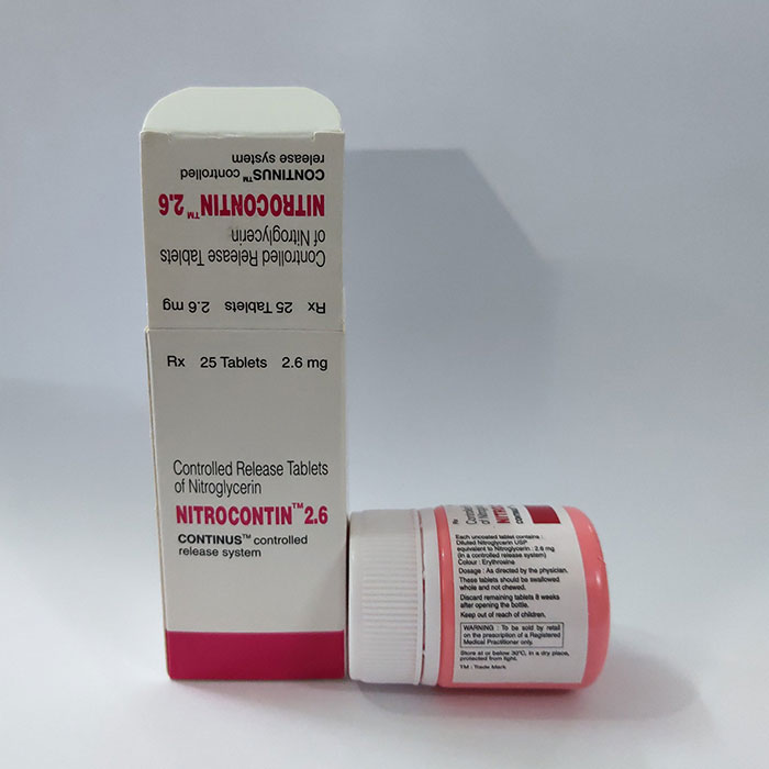Thuốc tim mạch Nitrocontin 2,6mg Chai 25 viên