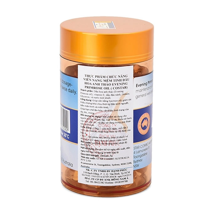 Tinh dầu hoa anh thảo Costar Evening Primrose Oil 1000mg, Hộp 100 viên